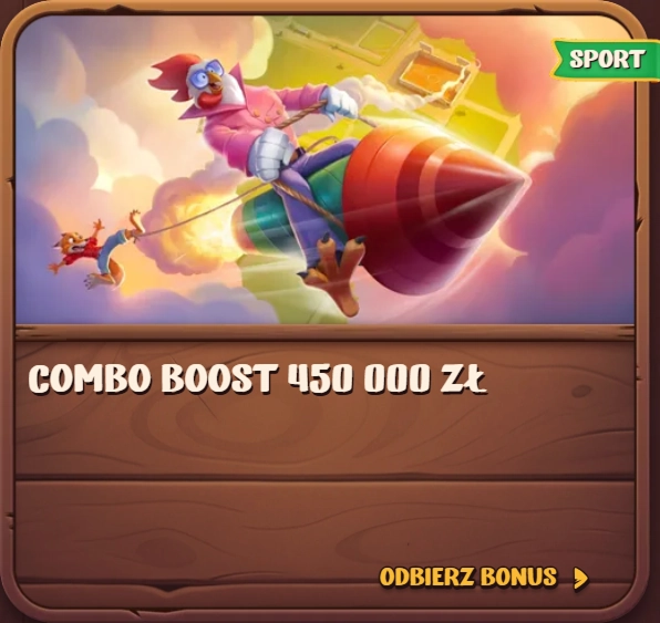 Kura w goglach na rakiecie z małą myszką, COMBO BOOST 450 000 zł